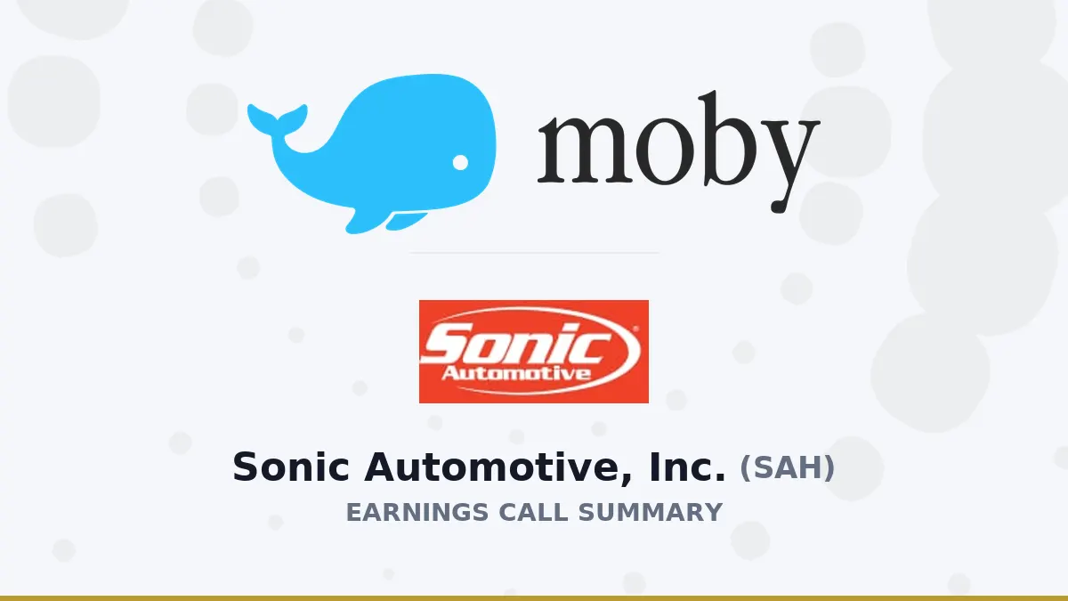 Sonic Automotive Q2 2026: Doanh thu 3,9 tỷ USD, Xe cũ tăng 7%