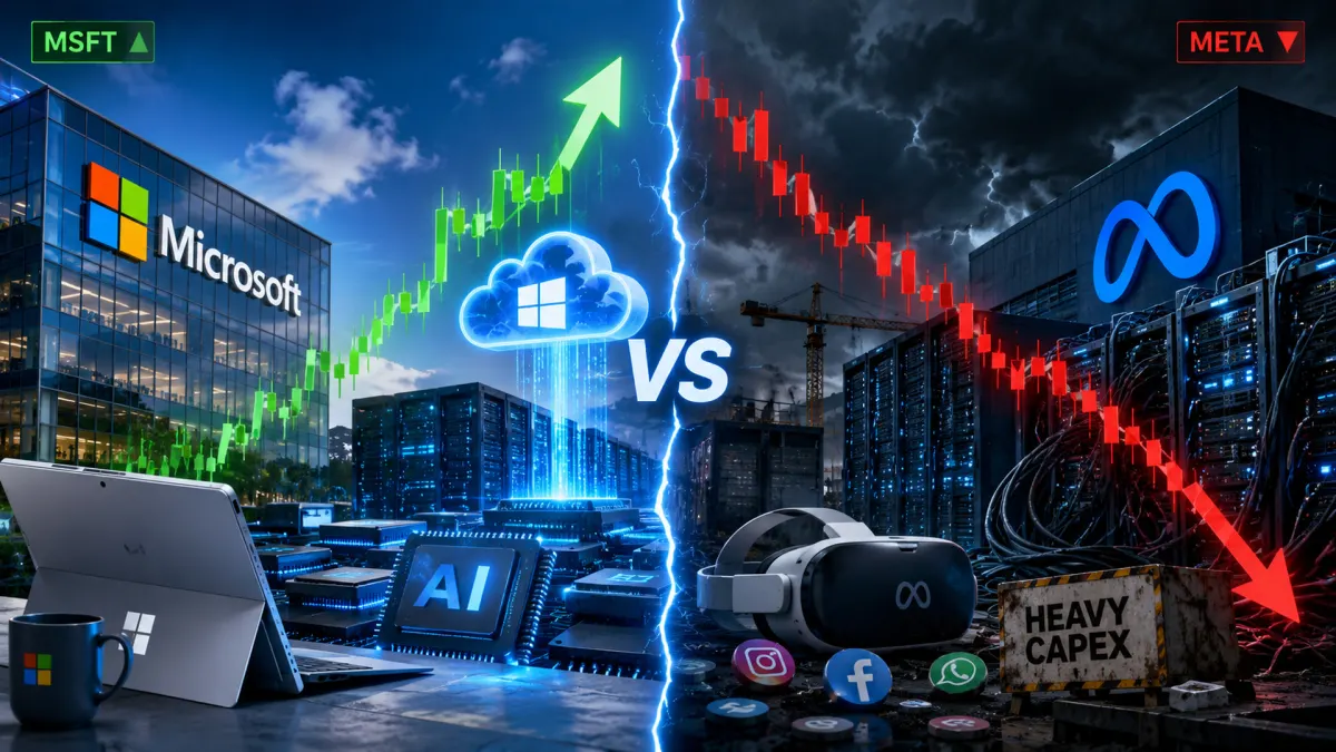 Microsoft tăng 15%, Meta sụt 8% sau báo cáo lợi nhuận