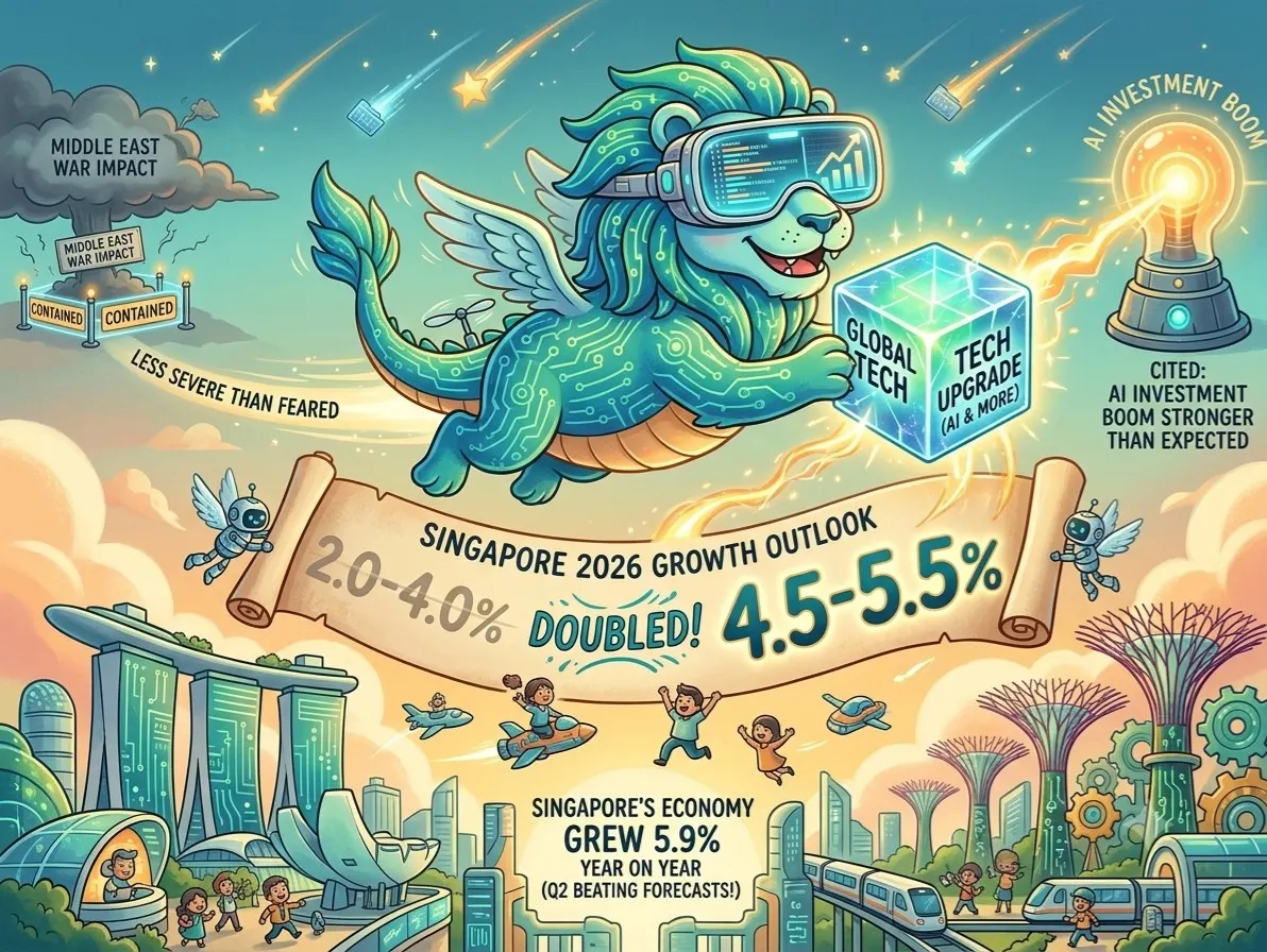 Singapore dự báo tăng trưởng 2026 lên 4,5-5,5% nhờ làn sóng AI