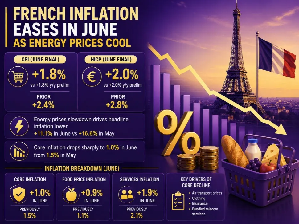 Lạm phát Pháp tháng 6 giảm mạnh, ECB bớt áp lực