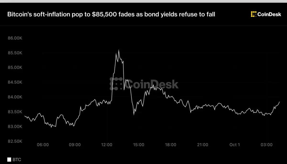 Bitcoin hụt hơi tại 85.500 USD do lợi suất trái phiếu tăng