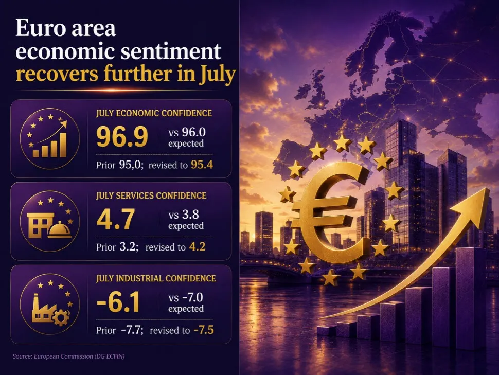 Tâm lý kinh tế khu vực Euro tăng mạnh trong tháng 7