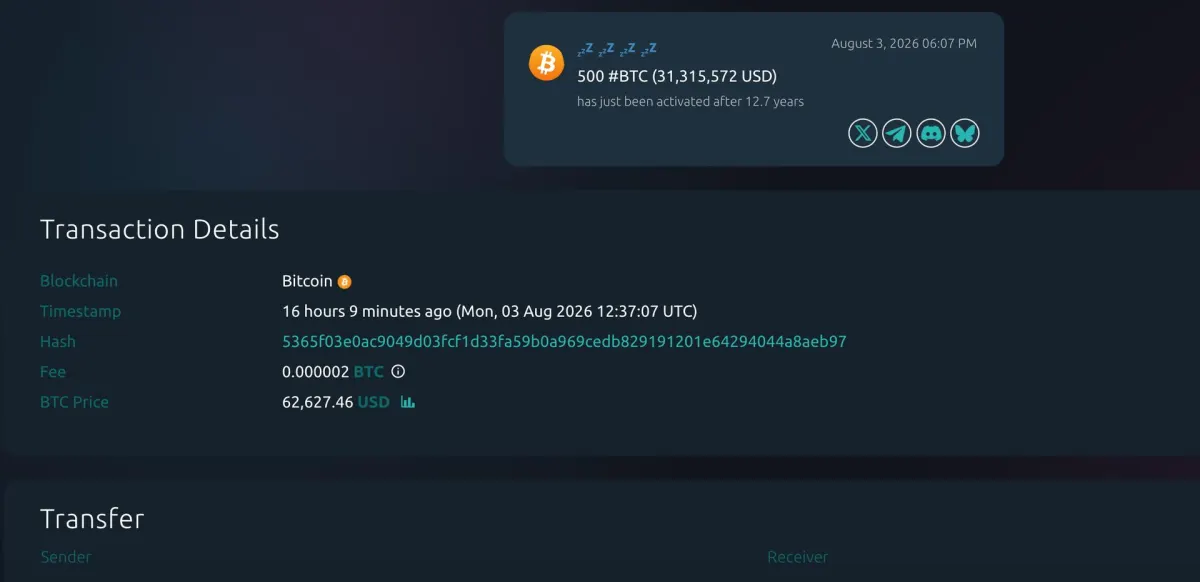 Ví Bitcoin từ 2013 bất ngờ chuyển 31 triệu USD
