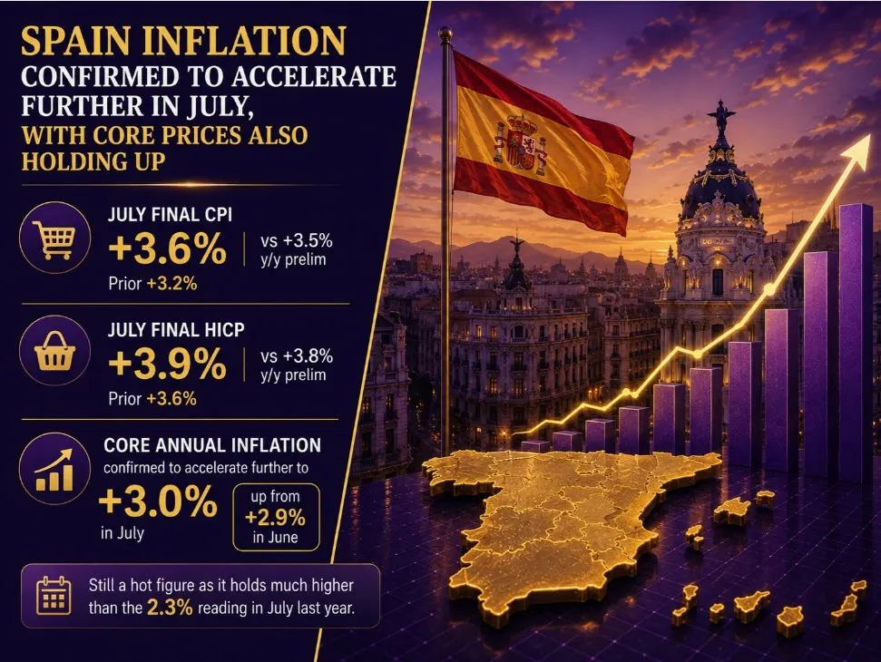 Lạm phát Tây Ban Nha tăng lên 3,6% trong tháng 7